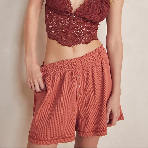 Free People Early Night Thermal Shorts in Rust, Sz. S - Picture 5 of 8
